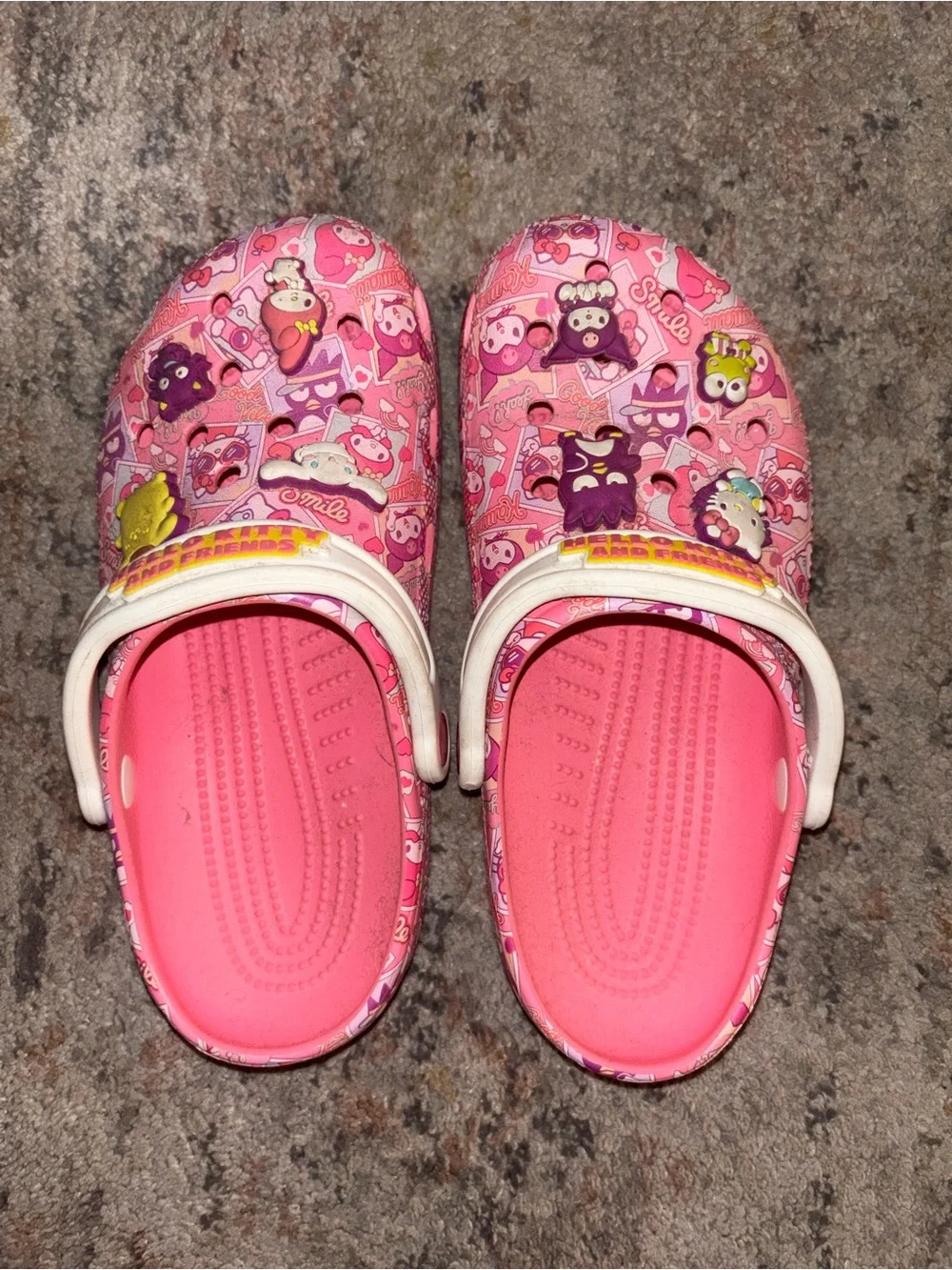 CROCS Pink Hello Kitty Clogs with White Strap
